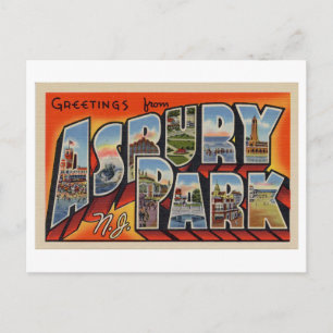 Vintage Grüße aus Asbury Park, New Jersey Postkarte