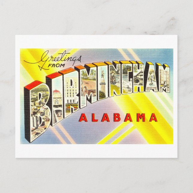 Vintage Grüße aus Birmingham, Alabama Postkarte (Vorderseite)