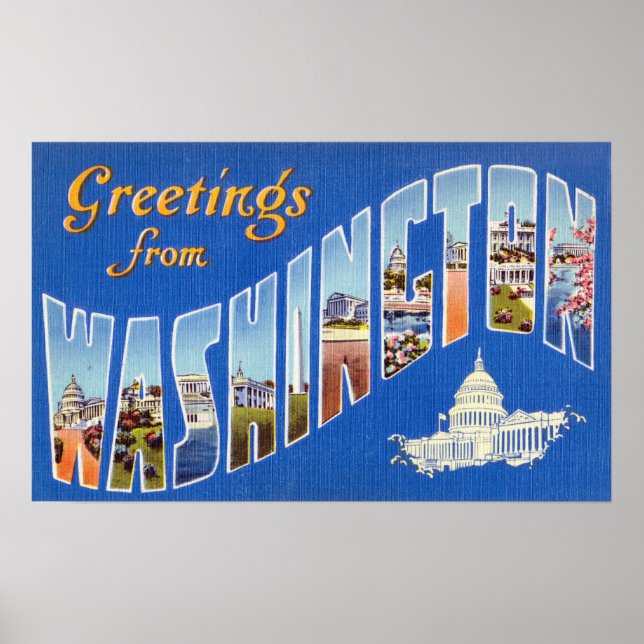 Vintage Grüße aus der Stadt Washington DC Poster (Vorne)