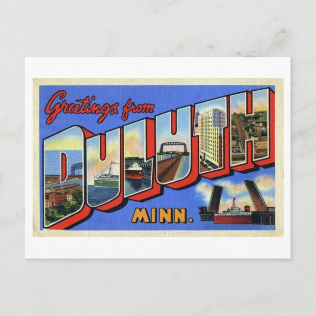 Vintage Grüße aus Duluth, Minnesota Postkarte (Vorderseite)