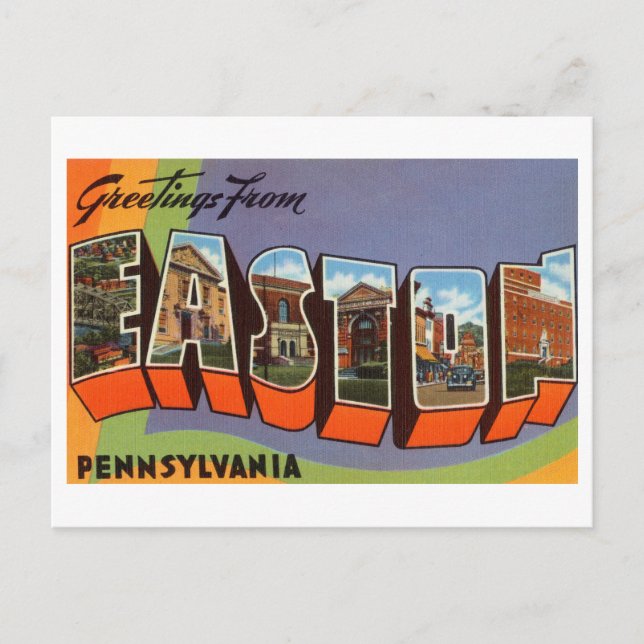 Vintage Grüße aus Easton, Pennsylvania Postkarte (Vorderseite)