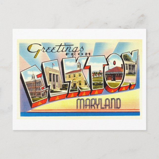 Vintage Grüße aus Elkton, Maryland Postkarte (Vorderseite)