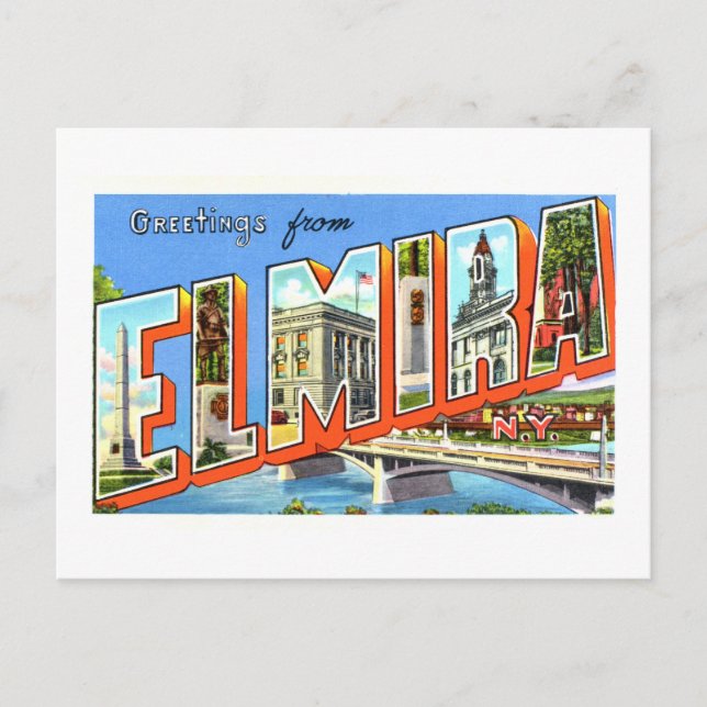 Vintage Grüße aus Elmira, New York Postkarte (Vorderseite)