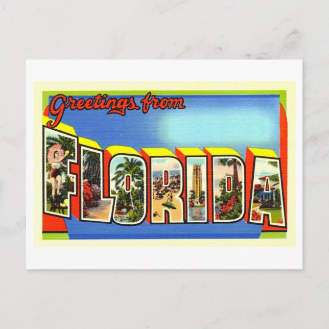 Vintage Grüße aus Florida Postkarte (Vorderseite)