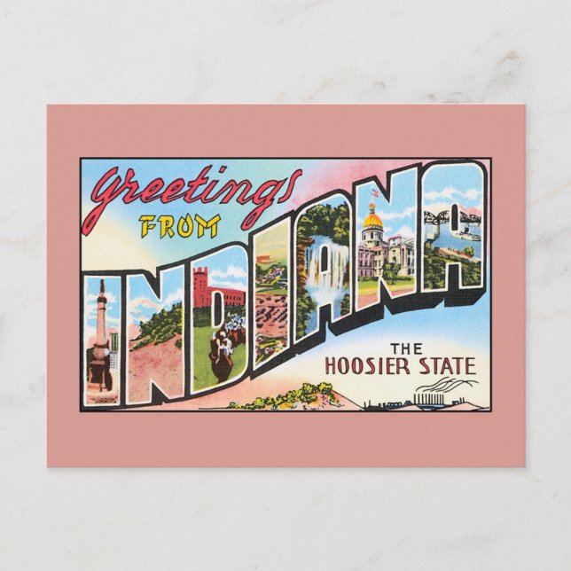 Vintage Grüße aus Indiana Postkarte (Vorderseite)