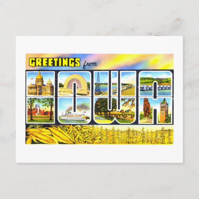 Vintage Grüße aus Iowa Postkarte (Vorderseite)