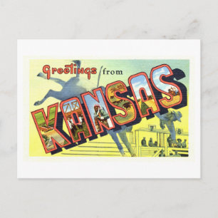 Vintage Grüße aus Kansas Postkarte