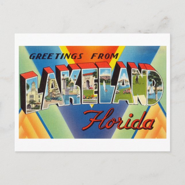 Vintage Grüße aus Lakeland, Florida Postkarte (Vorderseite)