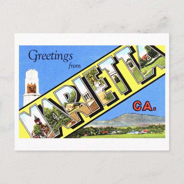Vintage Grüße aus Marietta, Georgien, Postkarte (Vorderseite)