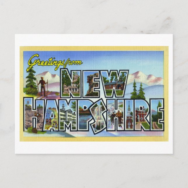 Vintage Grüße aus New Hampshire Postkarte (Vorderseite)