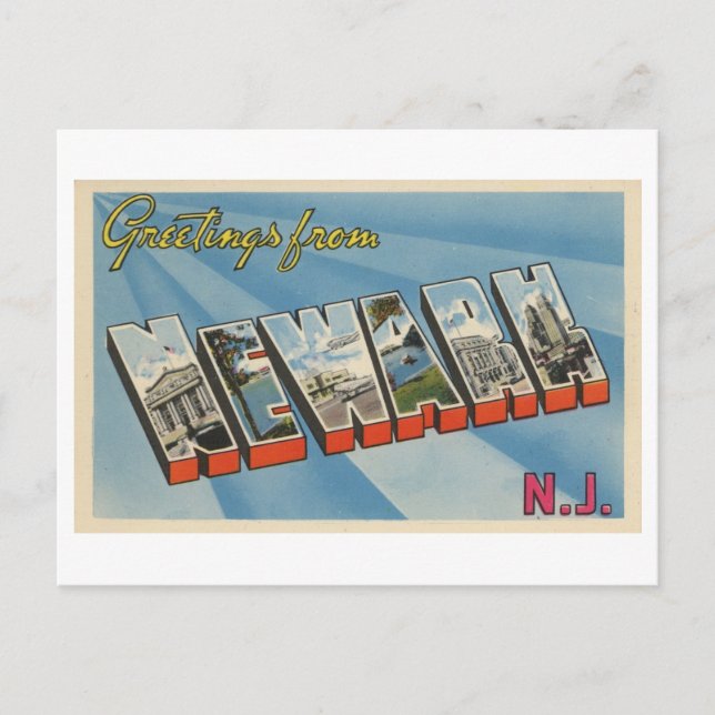 Vintage Grüße aus Newark, New Jersey Postkarte (Vorderseite)