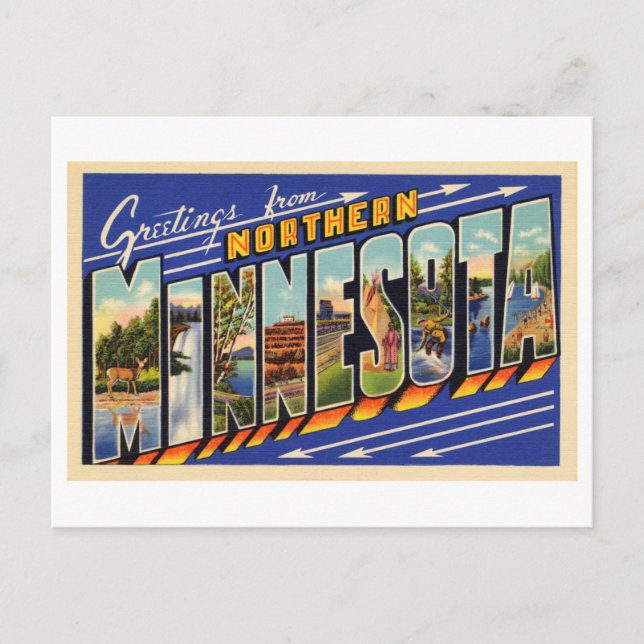 Vintage Grüße aus Nord-Minnesota Postkarte (Vorderseite)