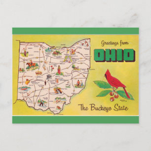 Vintage Grüße aus Ohio Der Buckeye Staat Postkarte