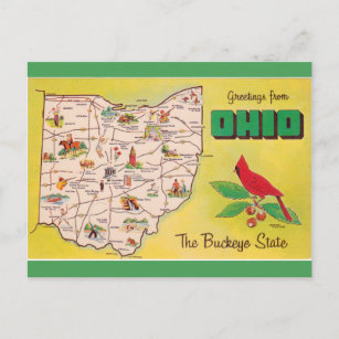 Vintage Grüße aus Ohio Der Buckeye Staat Postkarte