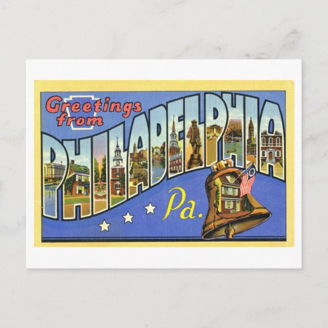 Vintage Grüße aus Philadelphia, Pennsylvania Postkarte (Vorderseite)