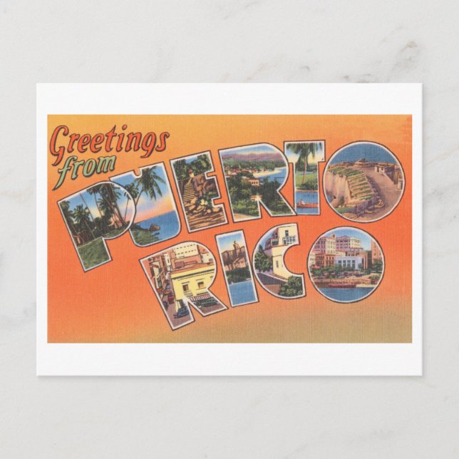 Vintage Grüße aus Puerto Rico Postkarte (Vorderseite)