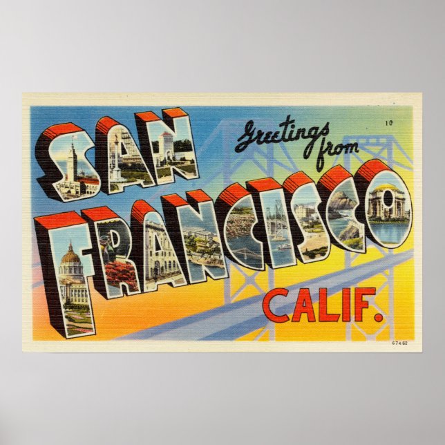 Vintage Grüße aus San Francisco Poster (Vorne)