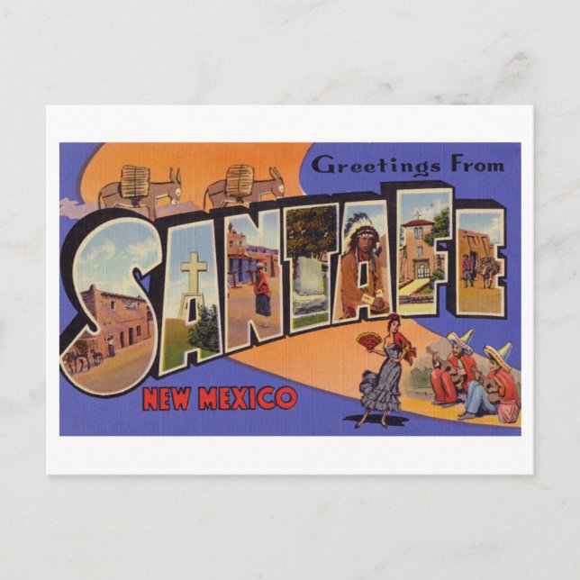 Vintage Grüße aus Santa Fe, New Mexico Postkarte (Vorderseite)