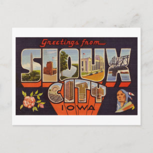 Vintage Grüße aus Sioux City, Iowa Postkarte