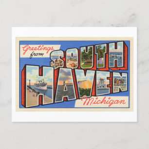 Vintage Grüße aus South Haven, Michigan Postkarte