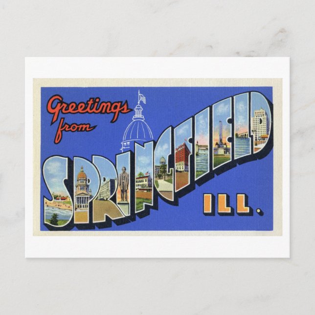 Vintage Grüße aus Springfield, Illinois Postkarte (Vorderseite)