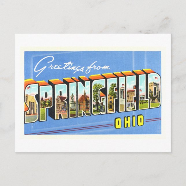 Vintage Grüße aus Springfield, Ohio, Postkarte (Vorderseite)