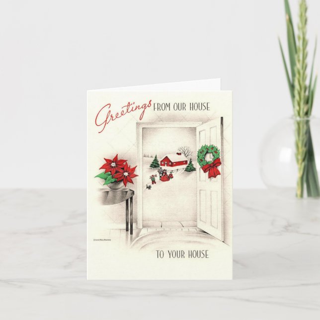 Vintage Grüße aus unserer Weihnachtskarte Karte (Vorderseite)
