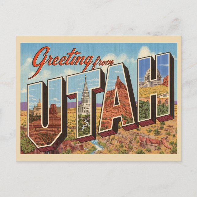 Vintage "Grüße aus Utah" Postkarte (Vorderseite)