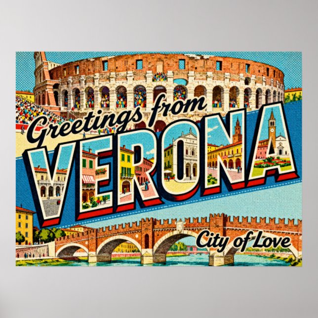 Vintage Grüße aus Verona Poster (Vorne)