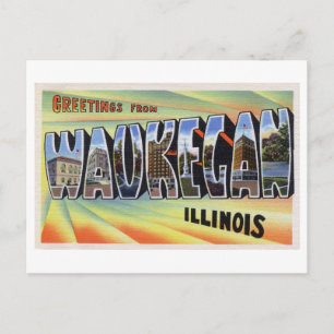 Vintage Grüße aus Waukegan, Illinois Postkarte
