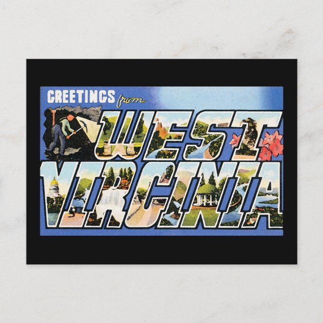 Vintage Grüße aus West Virginia Postkarte (Vorderseite)