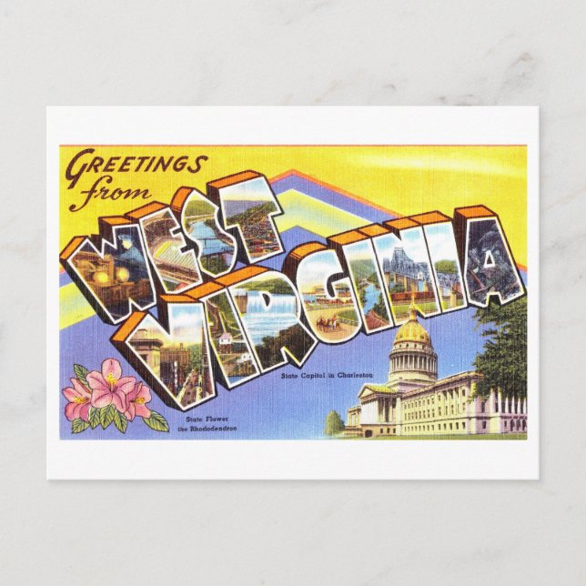 Vintage Grüße aus West Virginia Postkarte (Vorderseite)