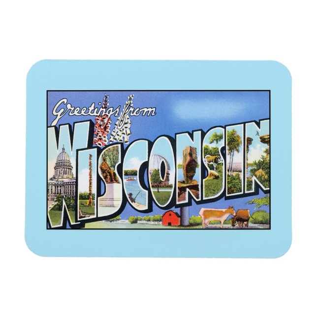 Vintage Grüße aus Wisconsin Magnet (Horizontal)