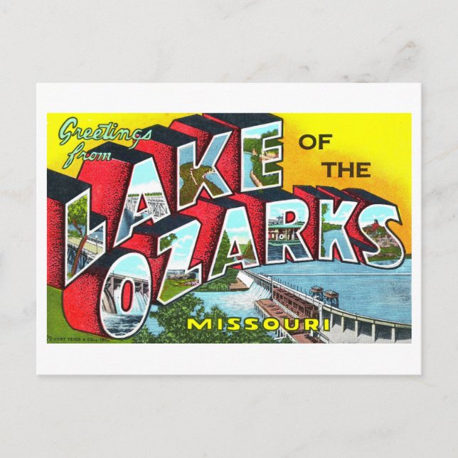 Vintage Grüße: Ozarksee, Missouri Postkarte (Vorderseite)