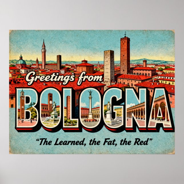 Vintage Grüße von Bologna Poster (Vorne)
