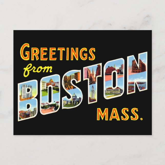 Vintage Grüße von Boston Travel Postkarte (Vorderseite)