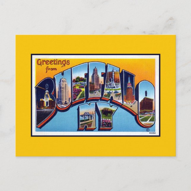 Vintage Grüße von Buffalo NY Postkarte (Vorderseite)