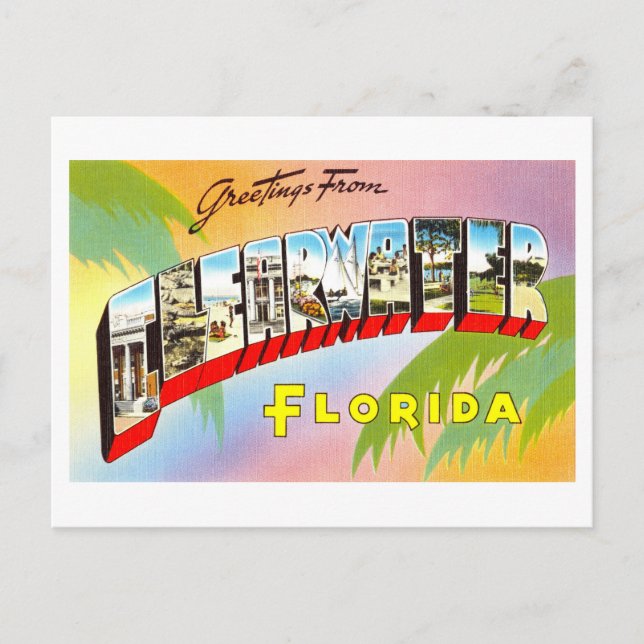 Vintage Grüße von Clearwater, Florida Postkarte (Vorderseite)