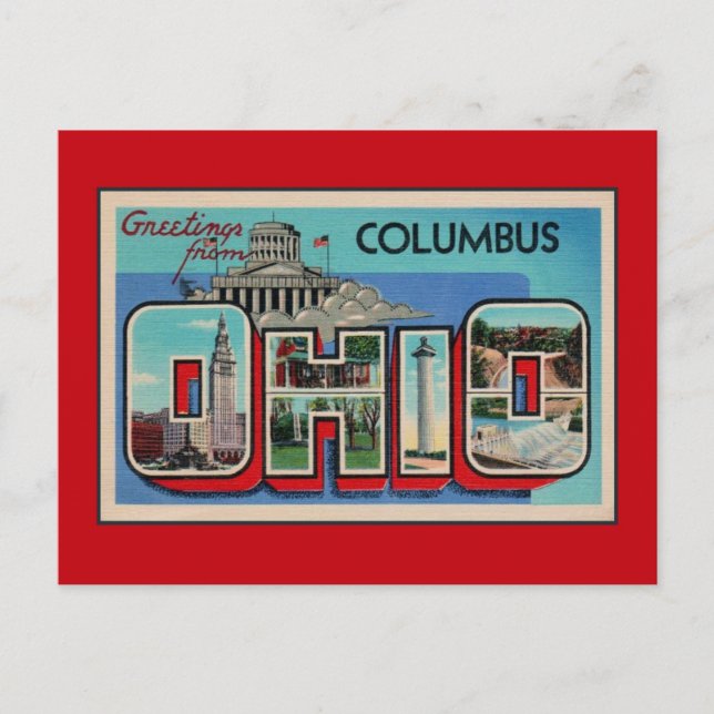 Vintage Grüße von Columbus Ohio Postkarte (Vorderseite)