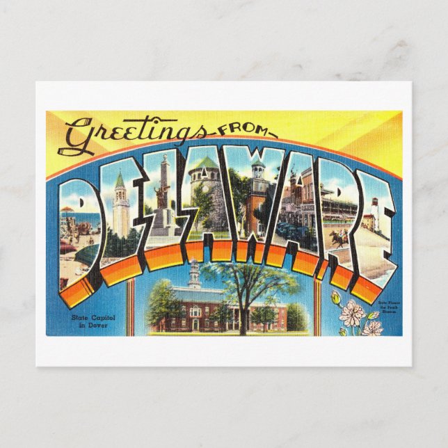 Vintage Grüße von Delaware Postkarte (Vorderseite)