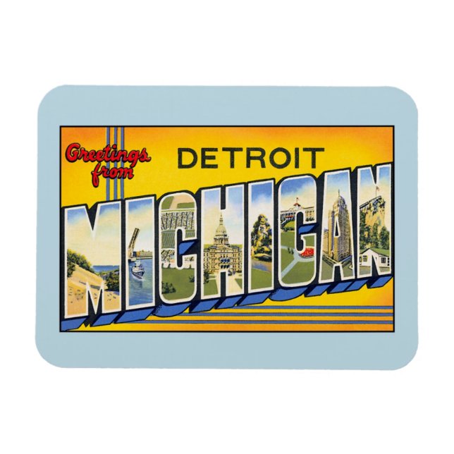 Vintage Grüße von Detroit Michigan Magnet (Horizontal)