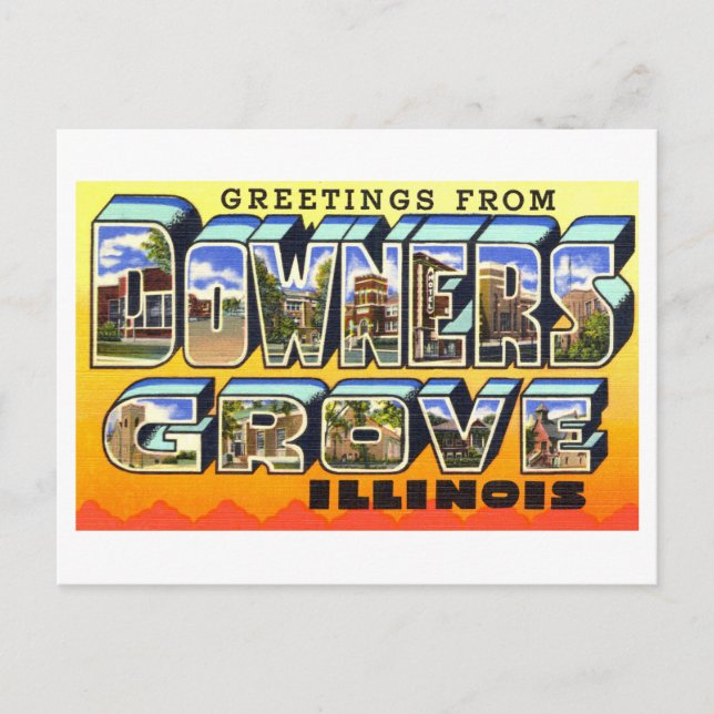 Vintage Grüße von Downers Grove, Illinois Postkarte (Vorderseite)