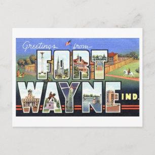 Vintage Grüße von Fort Wayne, Indiana Postkarte