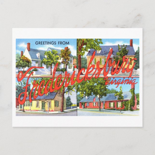 Vintage Grüße von Fredericksburg, Virginia, Postkarte (Vorderseite)