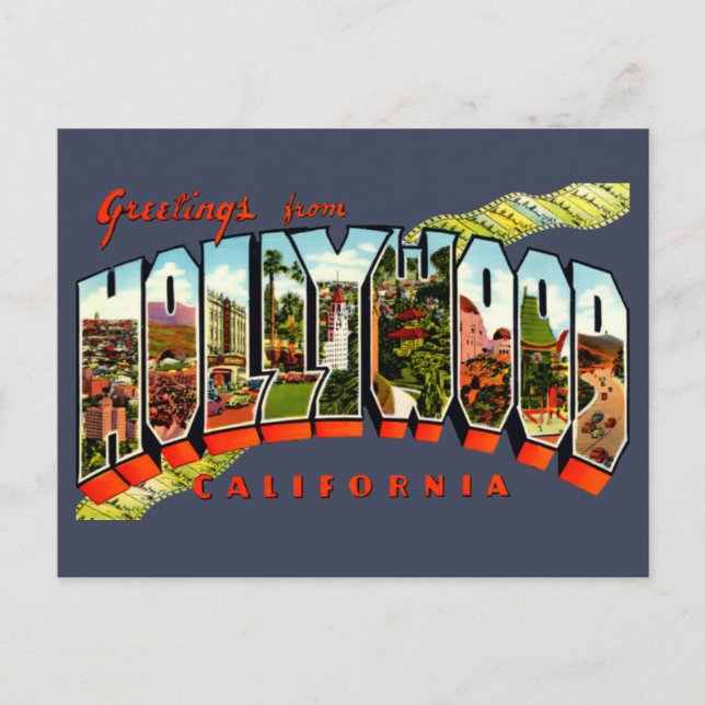 Vintage Grüße von Hollywood Travel Postkarte (Vorderseite)