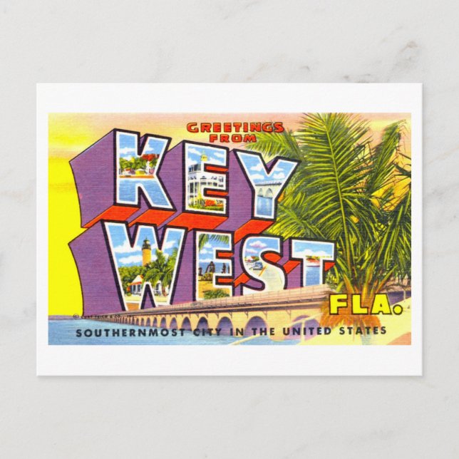 Vintage Grüße von Key West, Florida Postkarte (Vorderseite)