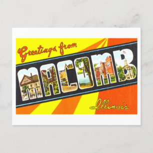 Vintage Grüße von Macomb, Illinois Postkarte