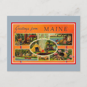 Vintage Grüße von Maine Postkarte