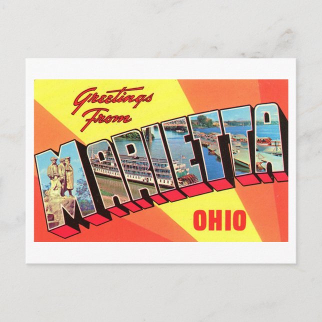 Vintage Grüße von Marietta, Ohio Postkarte (Vorderseite)