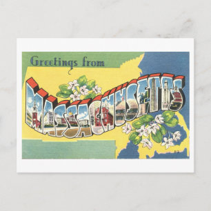 Vintage Grüße von Massachusetts Postkarte